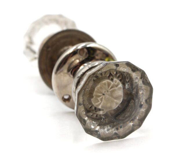 Door Knob Sets - Vintage Fluted Glass Nickeled Brass Passage Door Knob Set