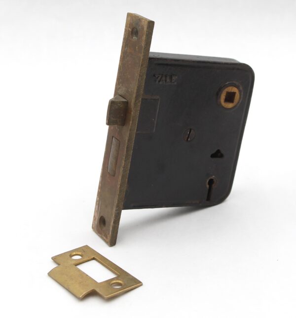 Door Locks - Antique Left Hand Brass Yale & Towne Passage Mortise Door Lock
