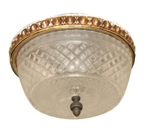 Flush & Semi Flush Mounts - Waldorf Astoria 9.5 in. Round Etched Brass Flush Mount Light