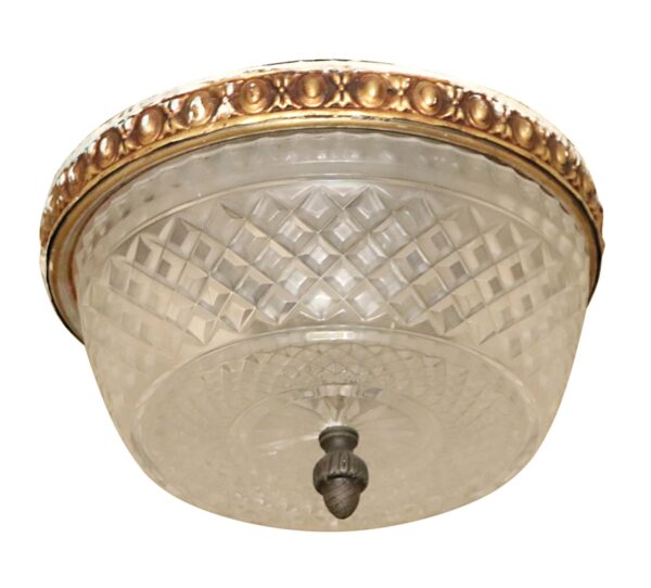Flush & Semi Flush Mounts - Waldorf Astoria 9.5 in. Round Etched Brass Flush Mount Light