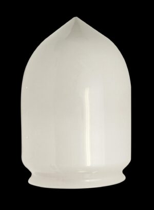 White glass globe with a pointed cone shape, shown front view on a plain background.