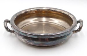 Kitchen - Antique 8.75 in. Round Silver Plated Brass Serving Bowl