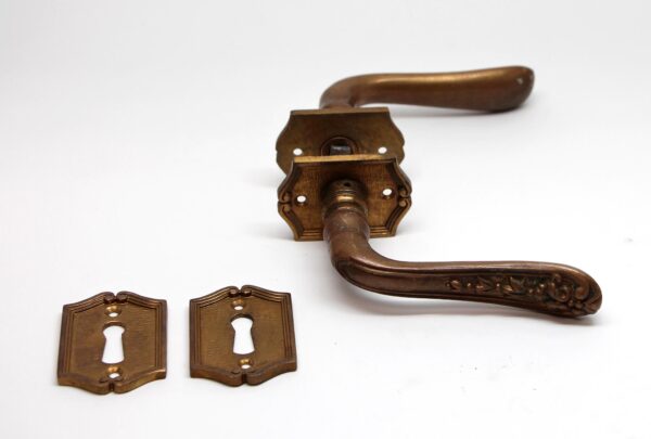 Levers - Pair of Floral Victorian Door Lever Handles with Keyholes