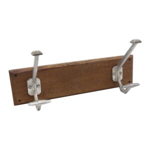 Racks - European Two Aluminum Hooks 15 in. Wood Wall Rack