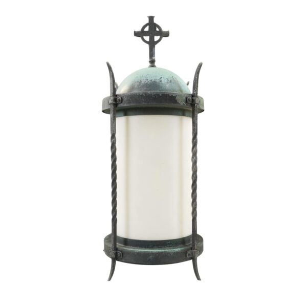 Sconces & Wall Lighting - Antique Church Brass & Milk Glass Wall Lantern Sconce