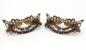 Cabinet & Furniture Pulls - Pair of Vintage 5.125 in. Victorian Cut Out Brass Drawer Bail Pulls