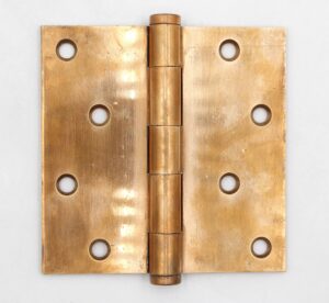 Door Hinges - 4.5 x 4.5 in. Brass Butt Door Vintage Hinge with Flat Tips