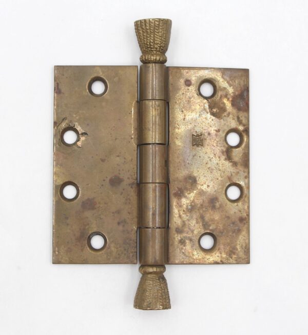 Door Hinges - Cast Brass 4.5 x 4.5 in. Tassel Finial Hager Butt Antique Door Hinge