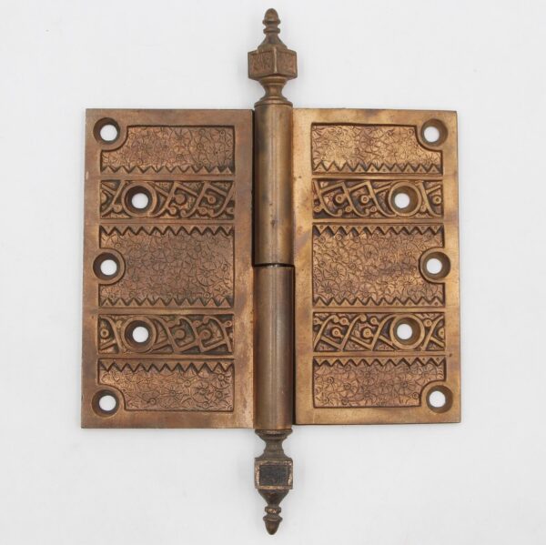 Door Hinges - Highly Ornate 5 x 6 in. Butt Antique Door Hinge