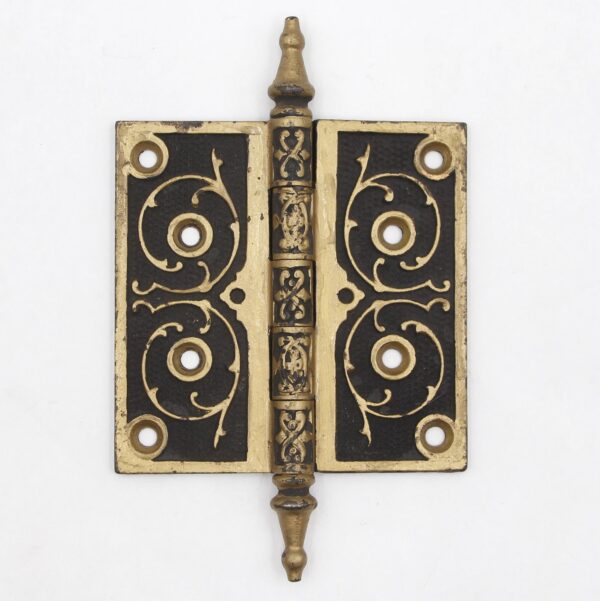 Door Hinges - Ornate Gold & Black 4.5 x 4.5 in. Butt Antique Door Hinge Door Hinges - Ornate Gold & Black 4.5 x 4.5 in. Butt Antique Door Hinge