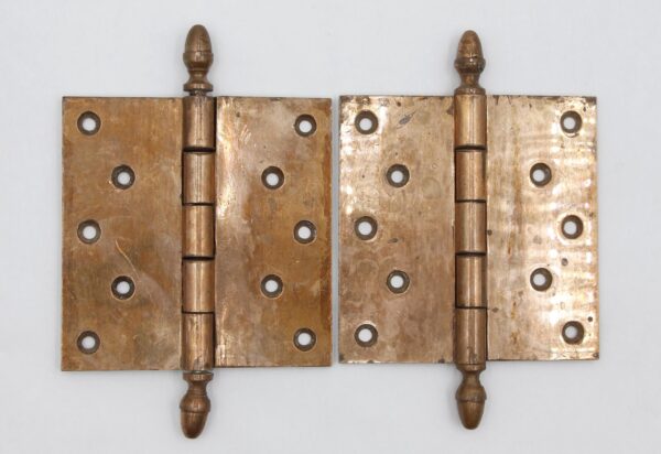 Door Hinges - Pair of Vintage 5 x 5 in. Brass Butt Door Hinges