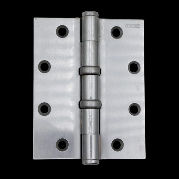 Door Hinges - Vintage Stanley Satin Chromium Brass Butt 5 x 4 in. Door Hinge