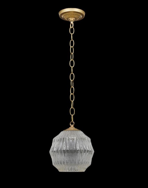 Down Lights - Mid Century Geometric Glass Brushed Brass Pendant Light