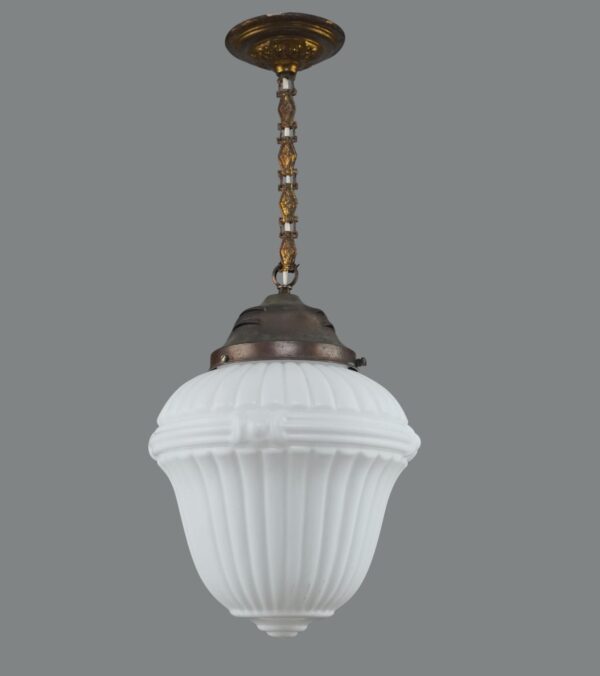 Globes - Antique Victorian European Milk Glass Brass Pendant Light