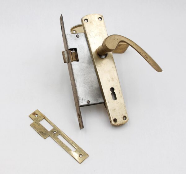 Levers - Vintage Modern Brass Lever Passage Door Knob Set