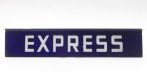 Vintage Signs - Vintage European French Dark Blue Steel Express Sign