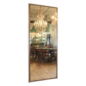 Antique Mirrors - 1920s Nickel Plated Brass Silvered Full Length Mirror Door