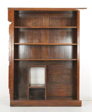 Bookcases - Reclaimed 4 Shelf Dark Wood Built in Library Bookcase