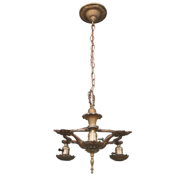 Chandeliers - Victorian 3 Exposed Bulbs Pot Metal Pan Chandelier