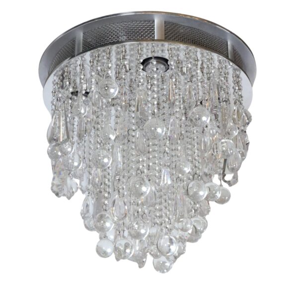 Chandeliers - Waldorf Astoria Round Crystal Satin Nickel Chandelier