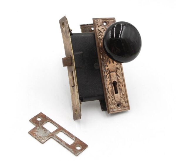 Door Knob Sets - Antique Victorian Brass & Porcelain Passage Door Knob Set