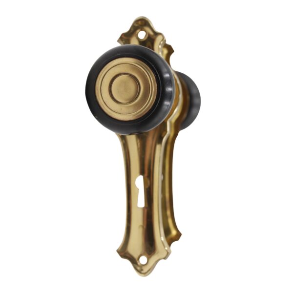 Door Knob Sets - Vintage Art Deco Round Bakelite & Brass Passage Door Knob Set