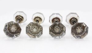 Door Knobs - Antique Octagon Clear Glass Passage Door Knobs House Set