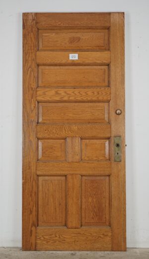 Entry Doors - Antique 7 Panel Chestnut Entry Door 82.625 x 35.75 in.