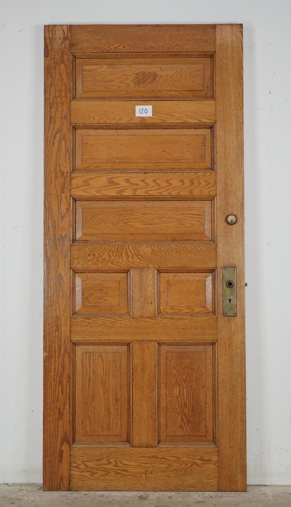 Entry Doors - Antique 7 Panel Chestnut Entry Door 82.625 x 35.75 in.