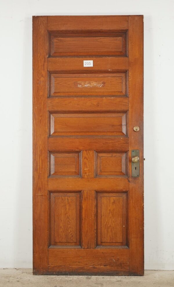 Entry Doors - Antique 7 Panel Chestnut Entry Door 83.25 x 35.687 in.