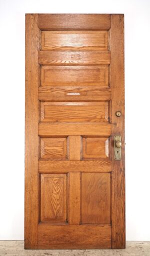 Entry Doors - Antique 7 Panel Chestnut Entry Door 83.625 x 35.687 in.