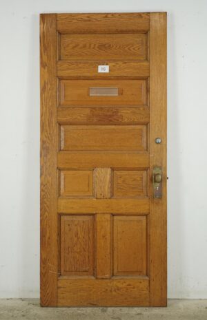 Entry Doors - Antique 7 Panel Chestnut Wood Entry Door 82.75 x 35.625 in.