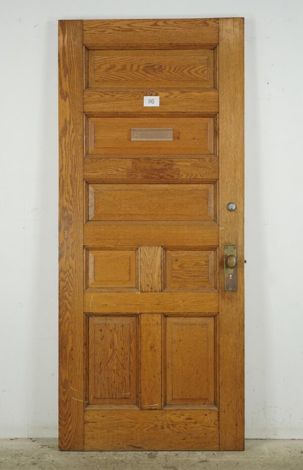 Entry Doors - Antique 7 Panel Chestnut Wood Entry Door 82.75 x 35.625 in.