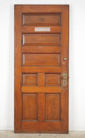 Entry Doors - Antique 7 Panel Chestnut Wood Entry Door 82.875 x 35.75 in.