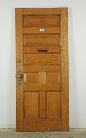 Entry Doors - Antique 7 Panel Chestnut Wood Entry Door 83 x 35.625 in.