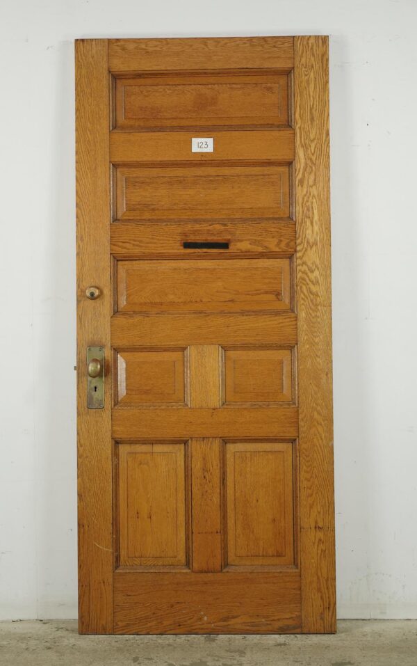 Entry Doors - Antique 7 Panel Chestnut Wood Entry Door 83 x 35.625 in.