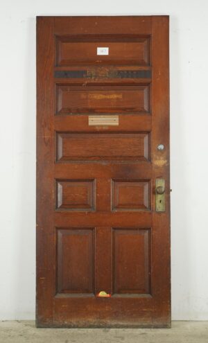 Entry Doors - Antique 7 Panel Chestnut Wood Entry Door 83.125 x 35.625 in.