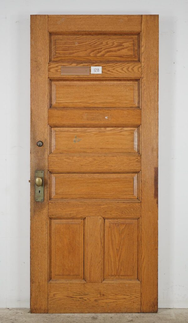 Entry Doors - Antique 7 Panel Chestnut Wood Entry Door 83.125 x 35.75 in.