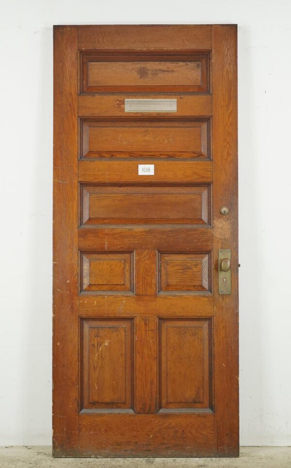 Entry Doors - Antique 7 Panel Chestnut Wood Entry Door 83.25 x 35.687 in.