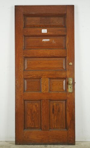 Entry Doors - Antique 7 Panel Chestnut Wood Entry Door 83.625 x 35.625 in.