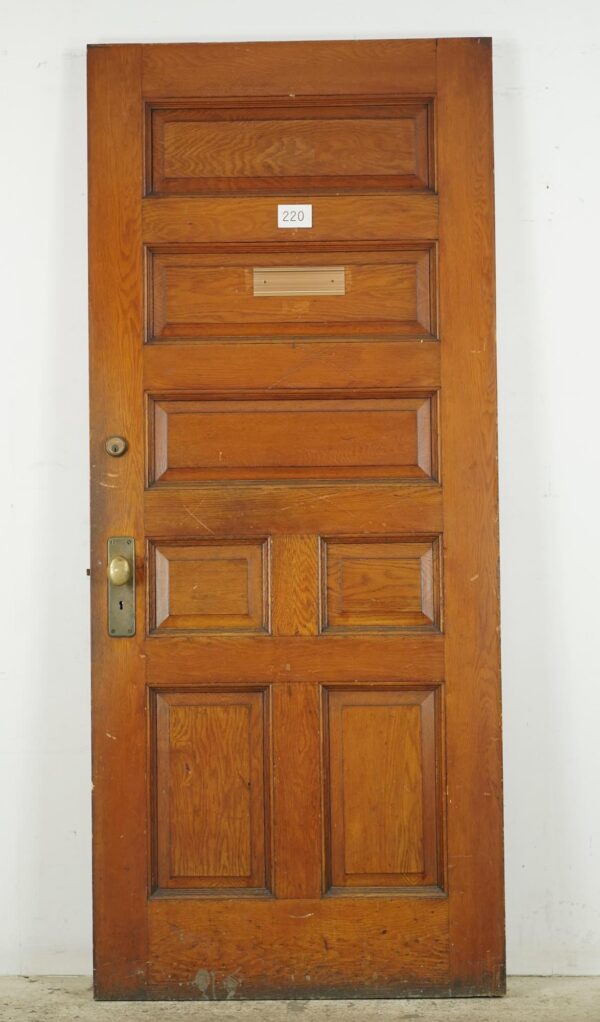 Entry Doors - Antique 7 Panel Chestnut Wood Entry Door 83.625 x 35.687 in.