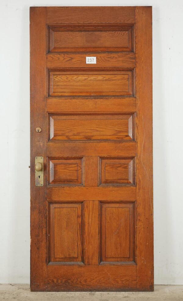 Entry Doors - Antique 7 Panel Dark Chestnut Entry Door 82.75 x 35.75 in.