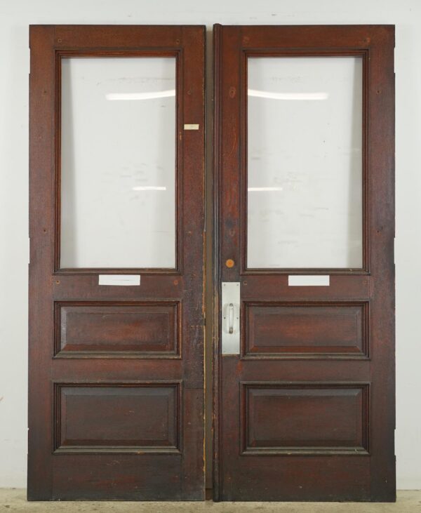 Entry Doors - Antique Single Lite Chestnut Double Doors 93.125 x 69.625 in.