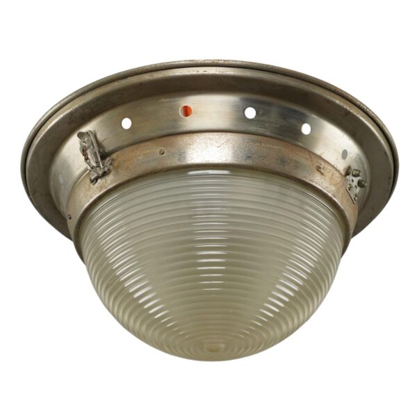 Flush & Semi Flush Mounts - Industrial 20 in. Ribbed Glass Brushed Steel Flush Mount Light