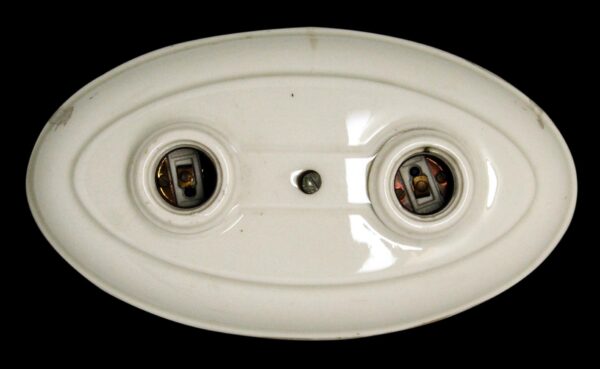 Flush & Semi Flush Mounts - Traditional White Porcelain 2 Exposed Bulb Flush Mount Light
