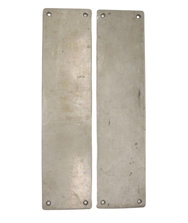 Push Plates - Pair of Vintage Nickeled Brass 14 in. Door Push Plates