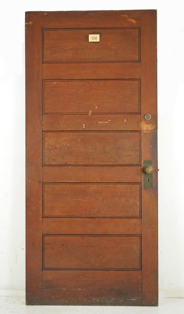 Standard Doors - Antique 5 Panel Chestnut Wood Door 83.75 x 37.75 in.