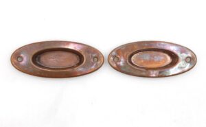 Window Hardware - Pair of Vintage 3.75 in. Copper Brass Oval Window Sash Lifts