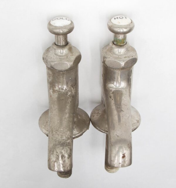 Bathroom - Pair of Antique Nickel Brass Hot & Cold Faucets