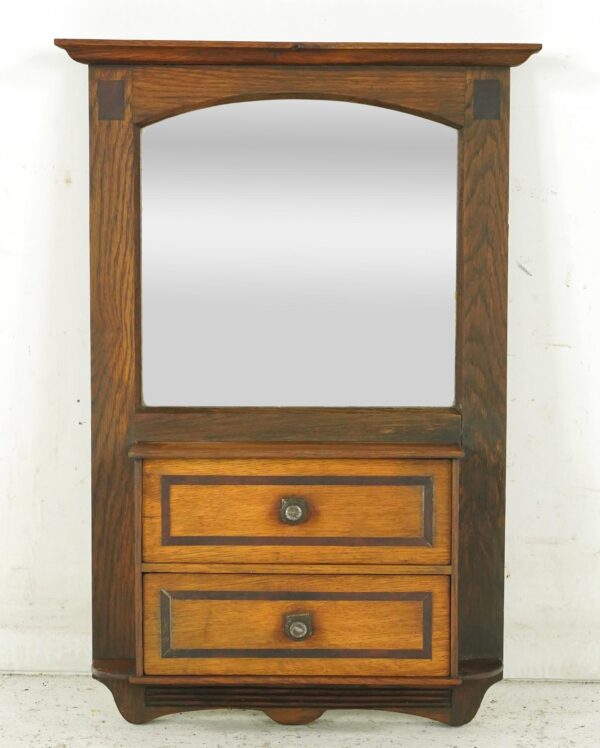Cabinets - Vintage Wall Mounted Oak Mirrored Shaving Medicine Cabinet